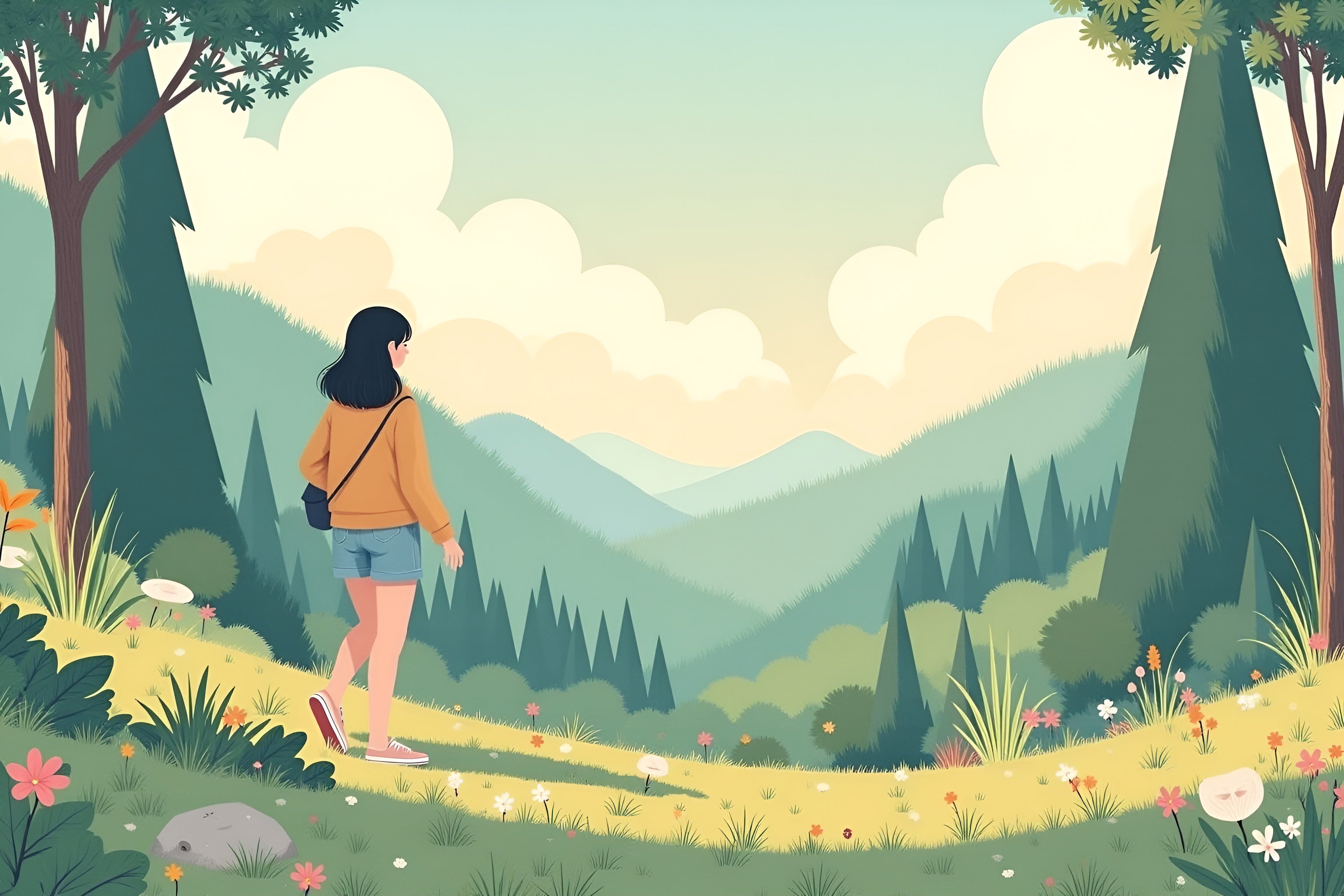 girl on a nature walk enjoying the view