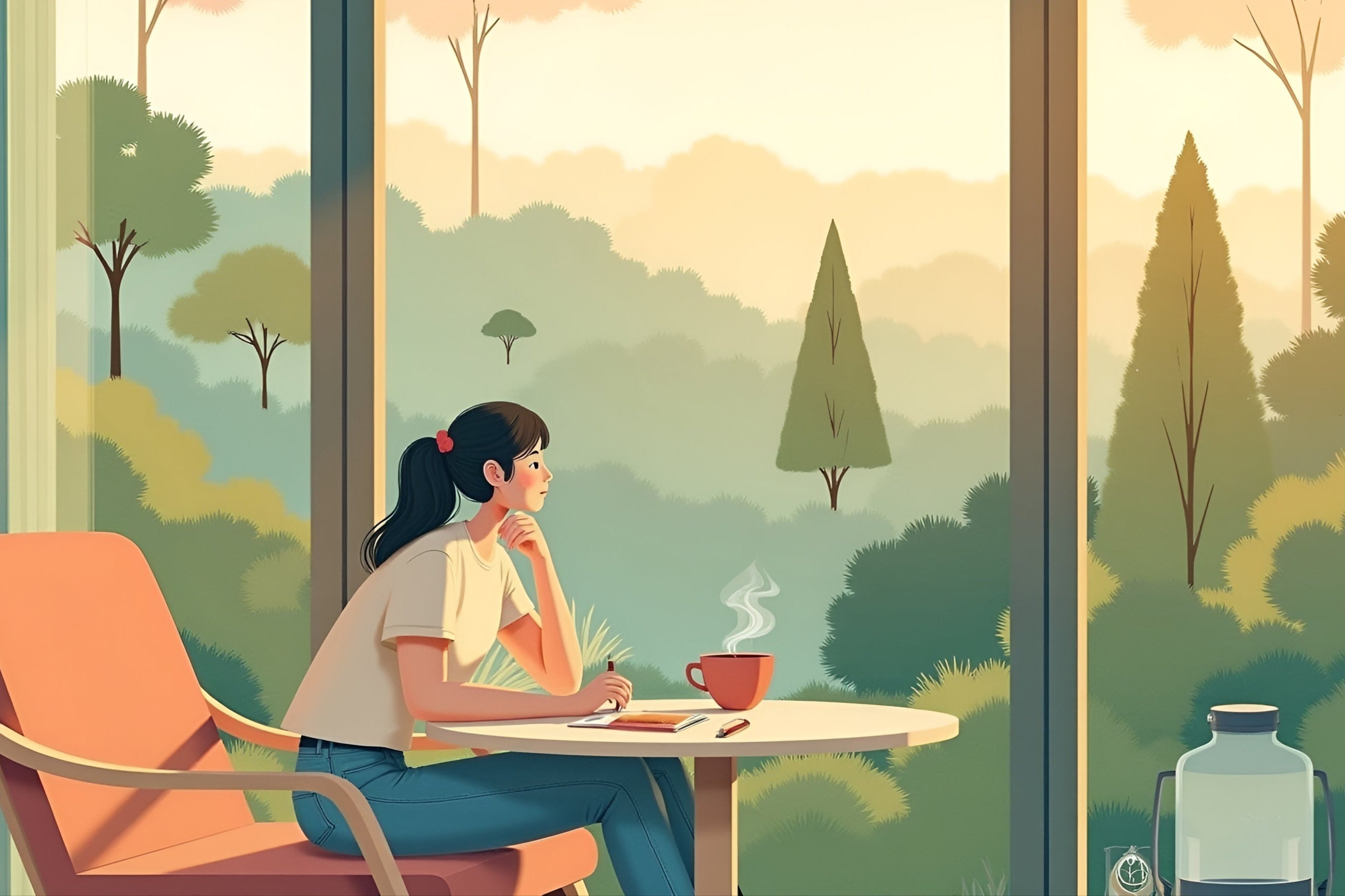 lady looking at a beautiful landscape thinking about new beginnings, sealy life